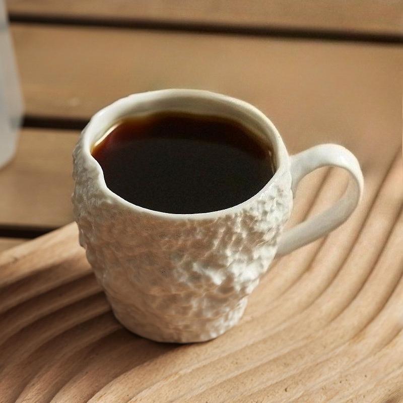 1 rock patterned milk cup, breakfast cup,ceramic ear hanging Italian espresso cup, creative English afternoon tea cup, water cup