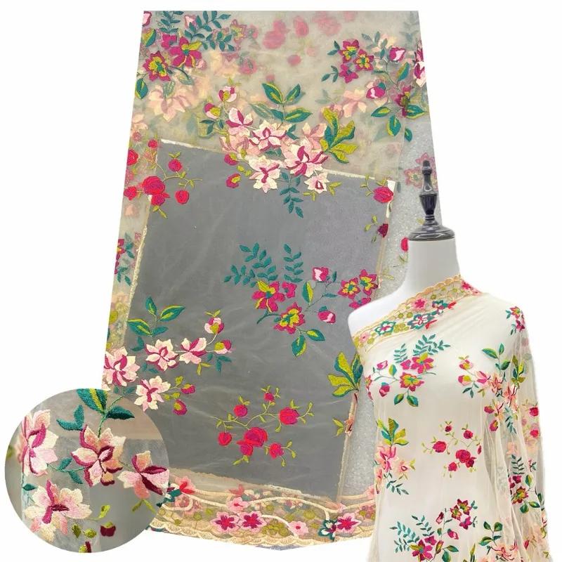 1/3yard Flower Embroidery Lace Fabric Soft Women Wedding Dress For DIY Handmade Sewing Lace Embroidery Fabric Crafts