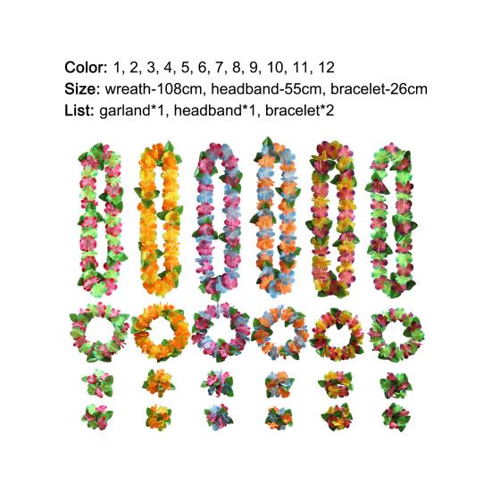 Lei-Set Lebendige Farben Atmungsaktiv Partygeschenke Hawaiianische Partydekorationen Halsketten Lei Armband für Draußen