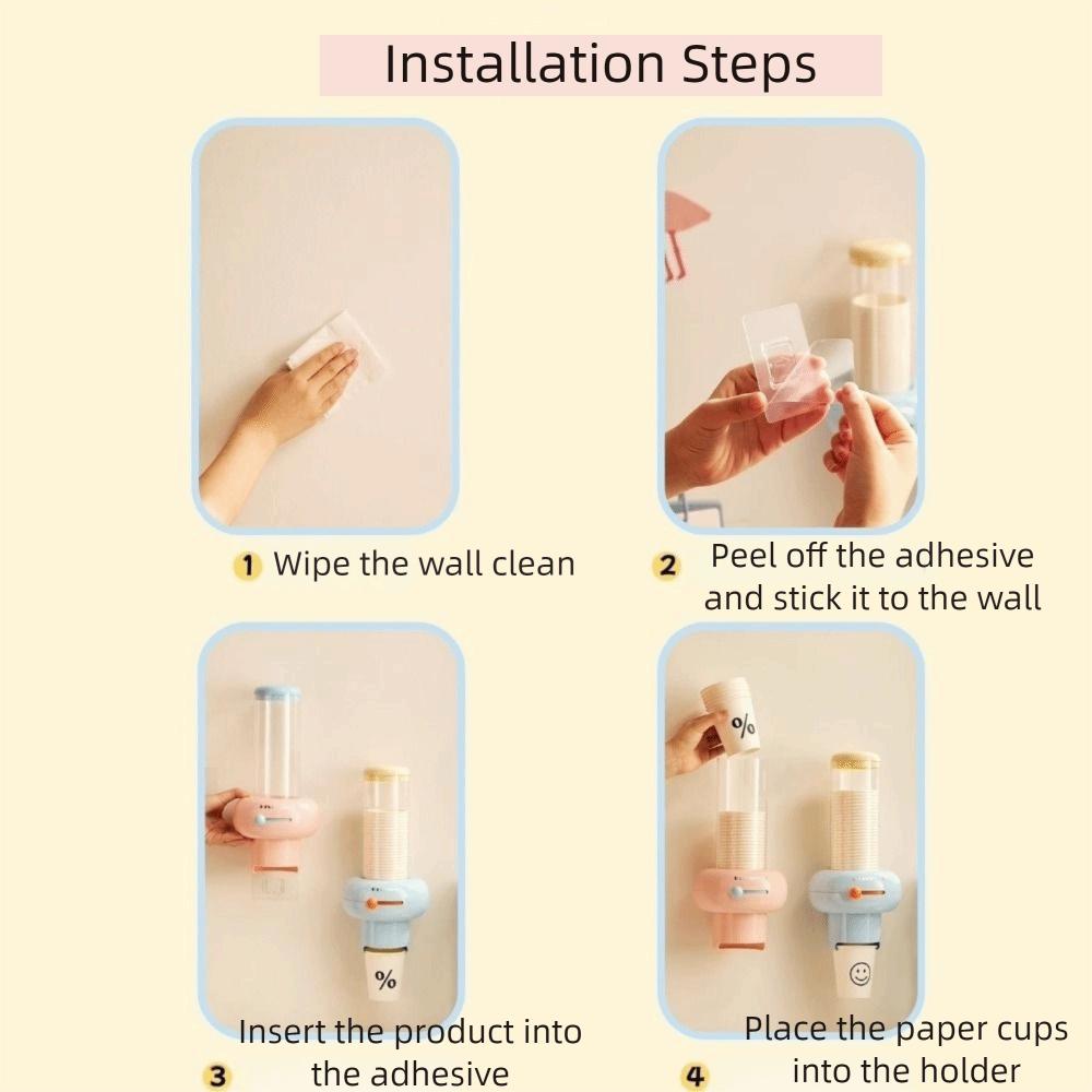 Wall Mounted Automatic Cup Dispenser Plastic Paper Cup Storage Rack Visible Cup Extractor Kitchen