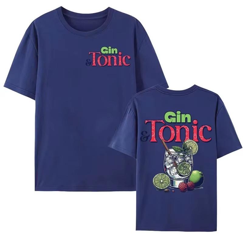Maglietta con Fantasia Meme Gintonic Divertente Tema Cocktail Bevande Maglietta Stampata Unisexs E Unisexs Estetica Moda