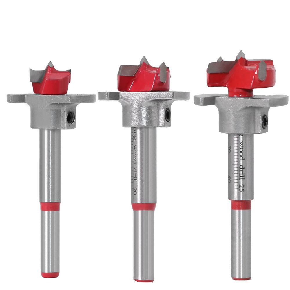 Positioning Woodworking Hole Opener Set, Carbide Flat Wing Drill Adjustable Hinge Hinge Hole Reamer 15-35mm