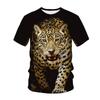 European and American summer T-shirt fashion trend, animal cheetah print 3D T-shirt for men's casual plus size loose top