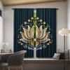 Light Filtering Exotic Black Golden Floral Polyester Curtains Style Decorative Semi Curtain Set Of 2 Contemporary Made With Rod Pocket Washable