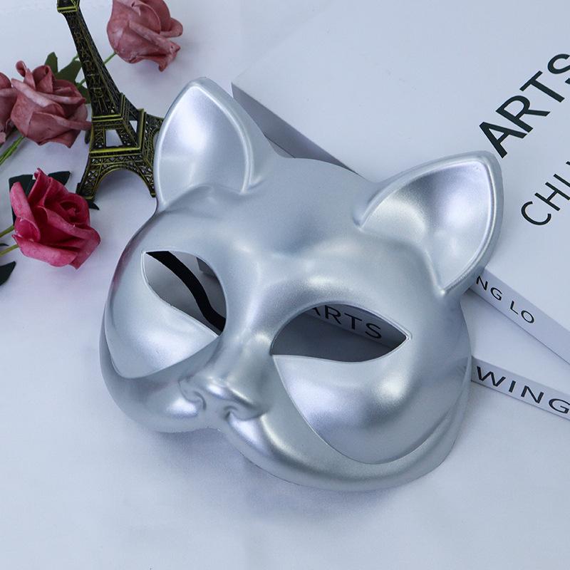 Halloween Cat Face Mask Plastic Old Vintage Light Plate Half Face Mask Venice Party Prom Dress Up Props