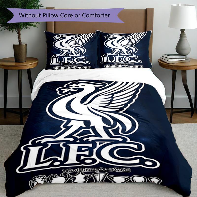 Set copripiumino 3 pezzi (1*Copripiumino + 2*Federe, Senza Nucleo),Set Biancheria da Letto con Stampa Liverpool F.C, Decorazione Camera da Letto, Per Tutte le Stagioni, Regalo di Compleanno