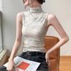 Women's Turtleneck Ribbed Knit Sleeveless Tank Top
