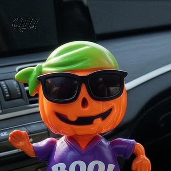 Auto-Stressabbau-Ornament Solar-Ornament, Halloween-Kürbis-Pirat Schwingende Figur, Zubehör Tanzende Schüttelkopfwagen Armaturenbrett