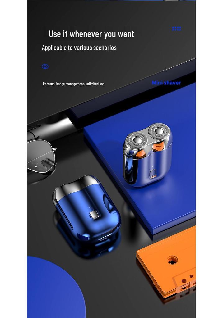 MINI Magnetic Double Blade USB Travel Electric Shaver