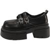 Coarse heel platform loafers women's spring and autumn 2025 new one-pedal black single shoes with skirts, small leather shoes tide
