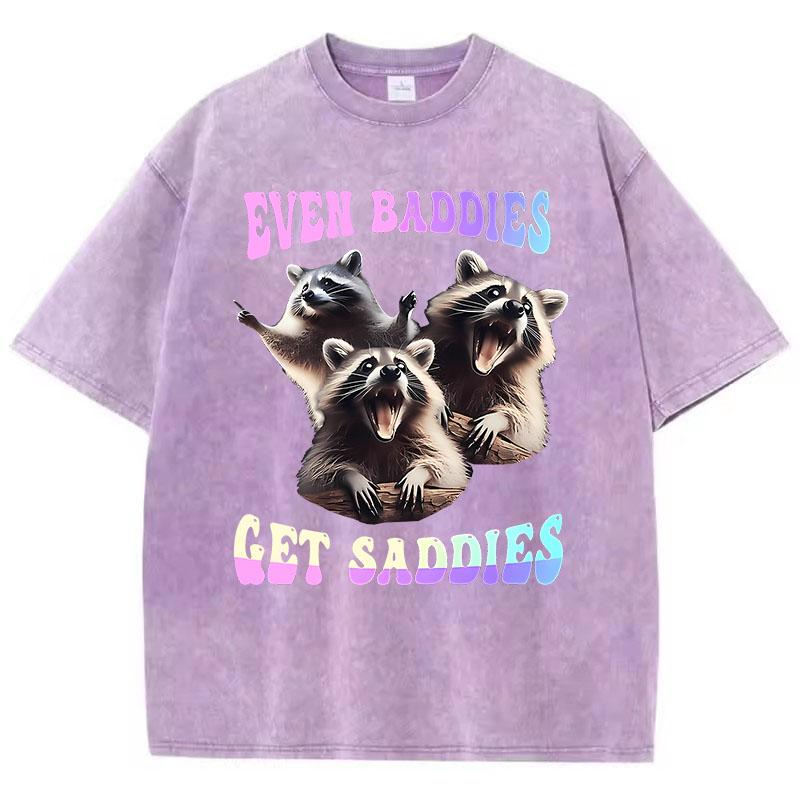 High Street T Shirt Vintage Washed Cotton T-Shirt Crazy Bear Graphic Tee Casual Streetwear for Spring Summer