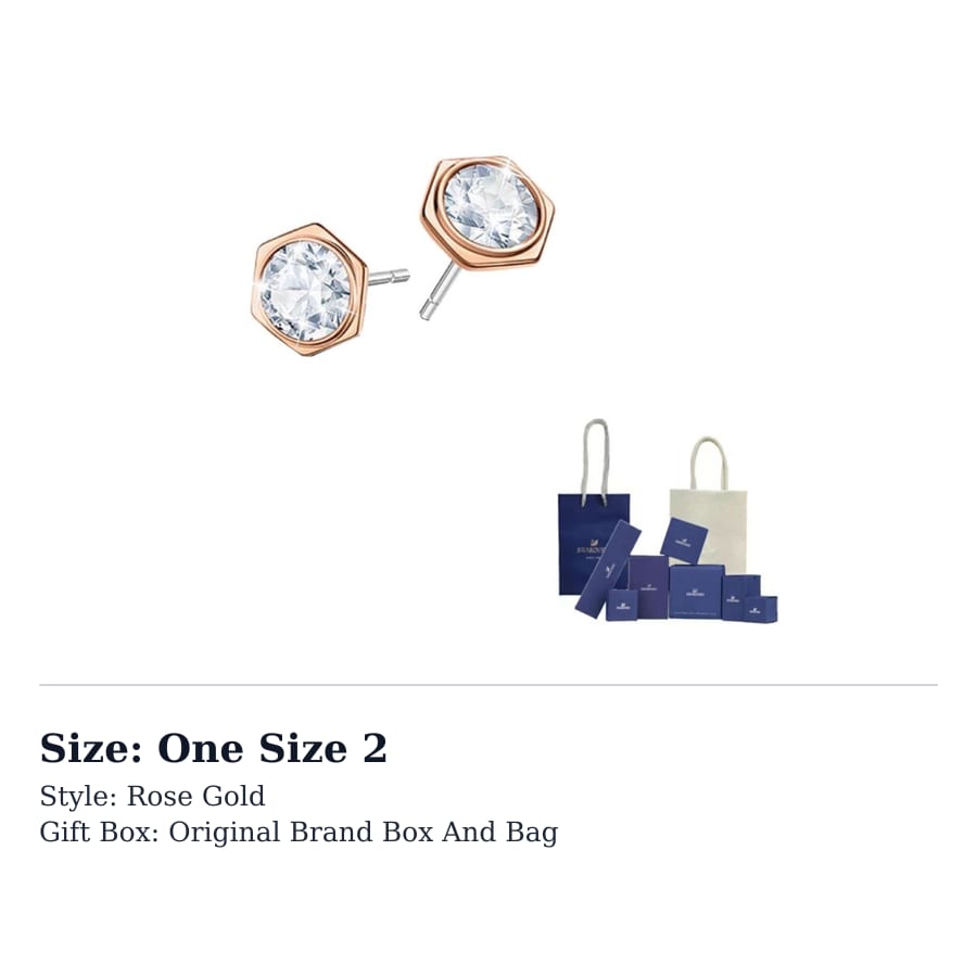 Swarovski Faux Crystal Stud Earrings Unisex Rose Gold 5371199