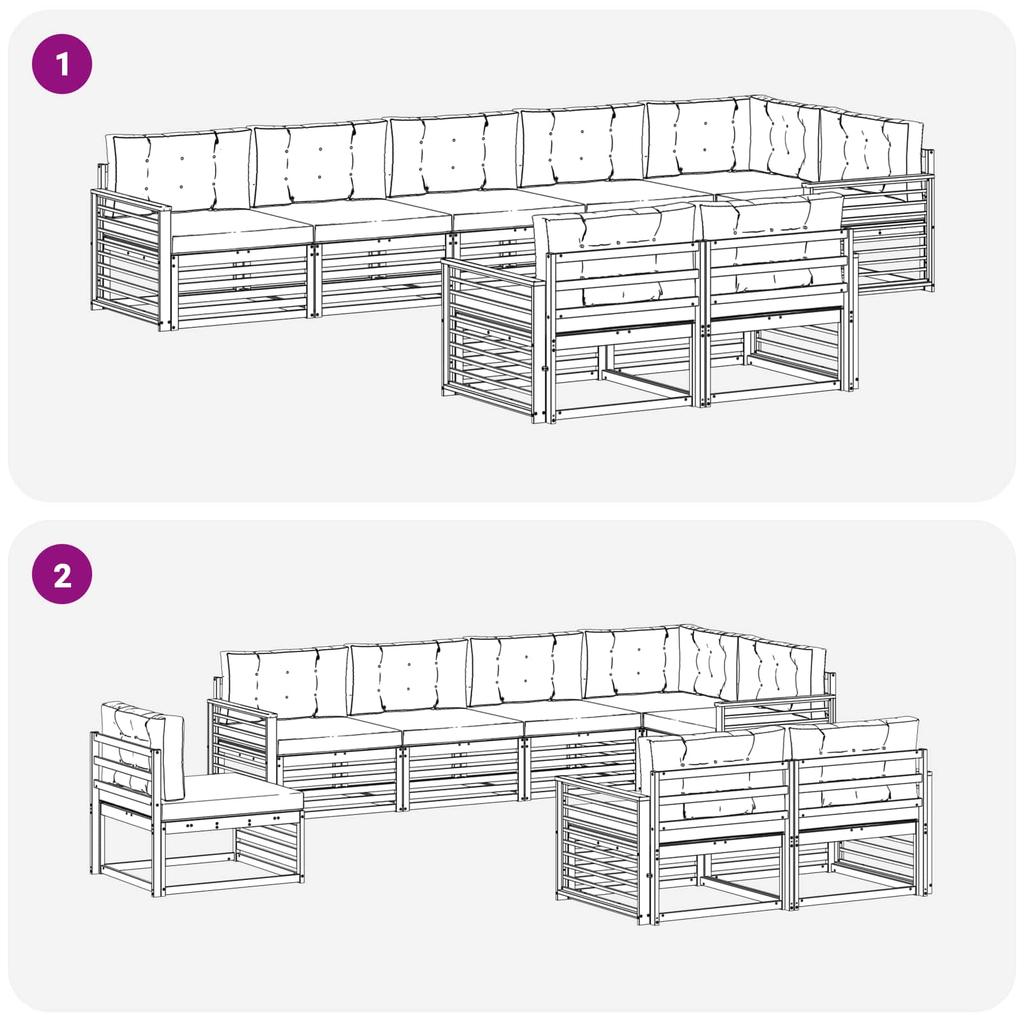 Outdoor Sofa Set with Cushions 8 pcs Natural and Anthracite