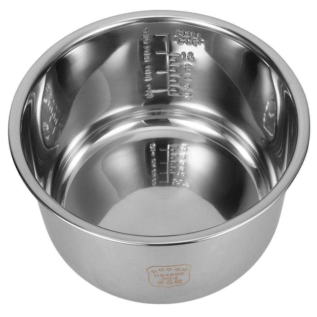 Rice Cooker Aluminum Inner Pot Electric Liner Cookware Multi-use with Cover Silver Stainless Steel Kitchenware Cooking