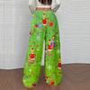 Women's Casual Christmas Print Elastic Waist Loose Fit With Plush Wide Leg Pants