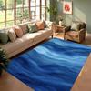 Carpet Mat Rug Home Decoration Blue Wave Pattern White Floor Mat Non-Slip Living Room Area Rug with Water Ripple Gradient Design