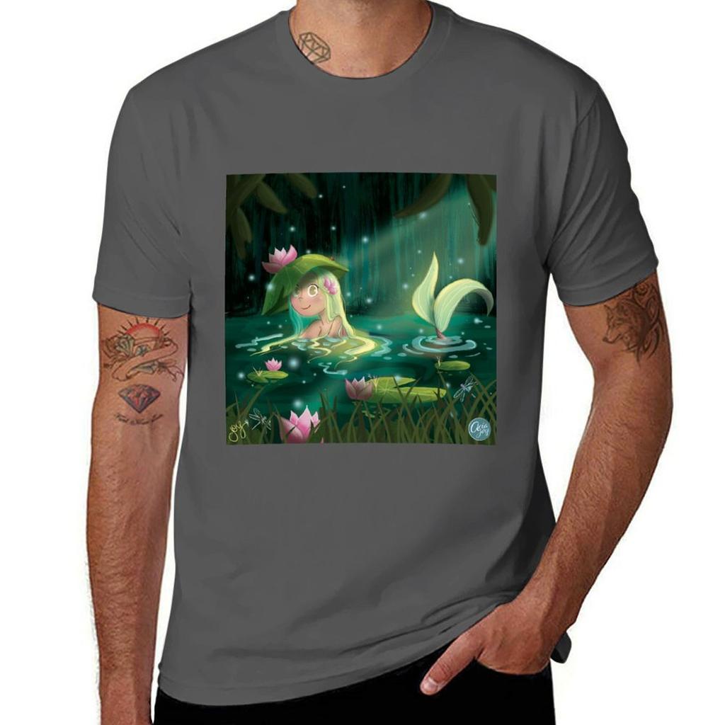 Mermaid In A Lily Pond TShirt Heavy Duty Casual Work Tee