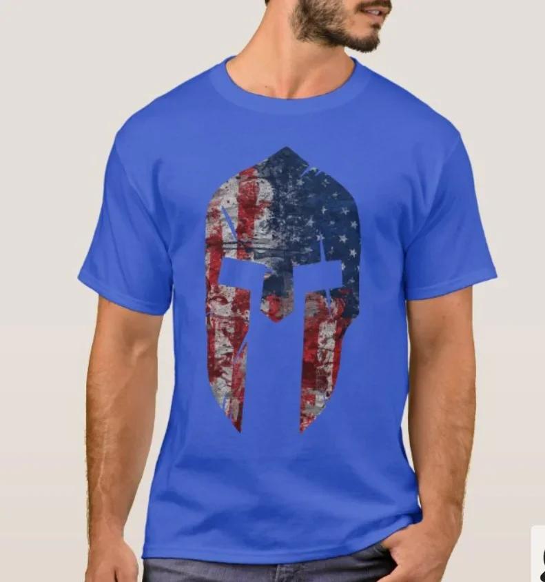 Grunt Style American Flag Spartan Helmet TShirt Summer Cotton Short Sleeve ONeck Mens T Shirt New S3XL