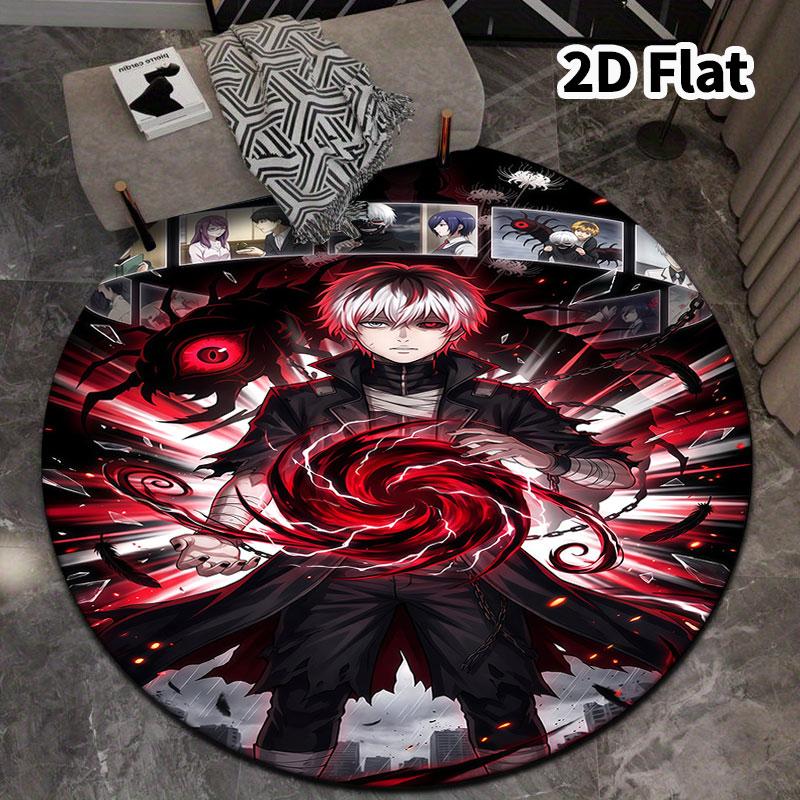 Tokyo Ghoul Runder Teppich Teppich für Wohnzimmer Schlafzimmer Sofa Spielzimmer Dekor Rutschfeste Bodenmatte