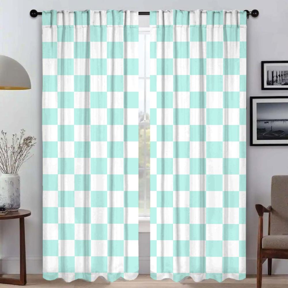 Rideaux Salon Modernes 2 Pièces Rideau Fenêtre à Carreaux Rideaux pour Chambre à Coucher Partition Décoration Halloween Cuisine Occultant W50xH70cmx2pcs-CL