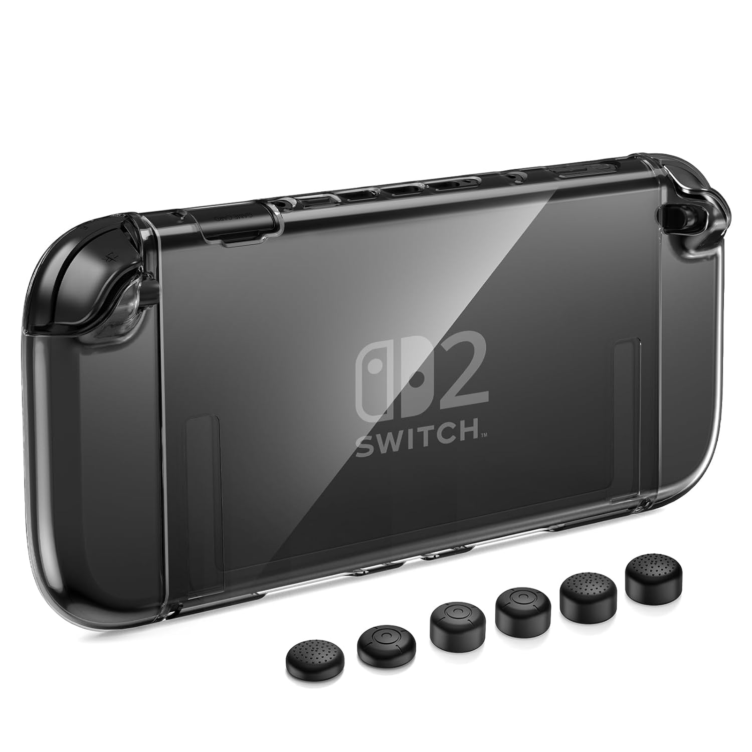 

1pc PC Transparent Shell for Switch 2 Case, Switch 2 Case with 4K HD Screen Protector, PC Protective Cover and 6 Thumb Grips