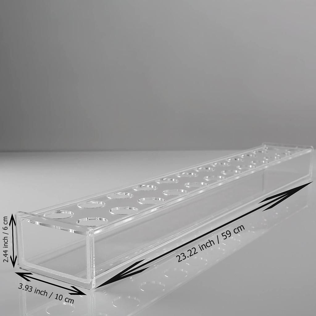 24-Inch Long Transparent Acrylic Rectangular Floral Centerpiece Modern Vase for Dining Table Decorative Usage