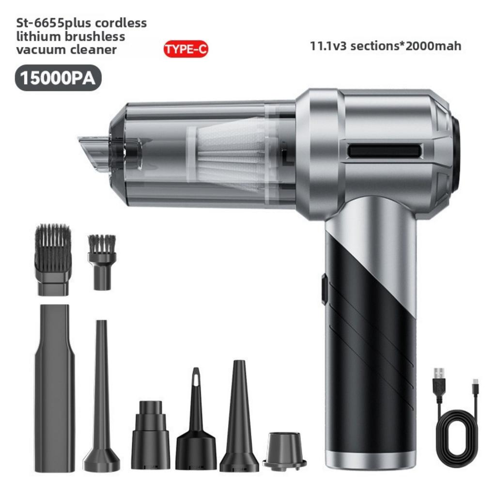 Aspirator auto portabil multifuncțional wireless de mare putere - Încărcare USB, Colector de praf cu aer comprimat, Uscător de păr