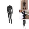 Verlockender schwarzer Ganzkörper-Latex-Body mit langen Ärmeln und Reißverschlussdesign für Rollenspiele und Cosplay