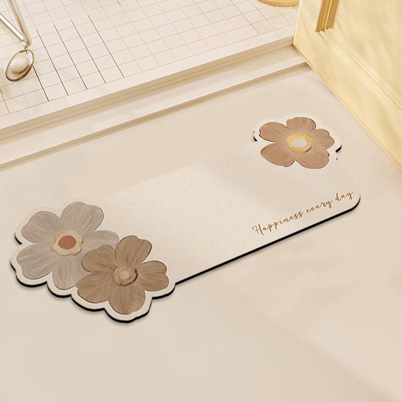 Kamelie Badezimmer Diatomeenerde Bodenmatte Wasseraufnahme und Rutschfestigkeit Weiches Kissen Frische Blume Badezimmertür Haushalt Toilette Eingang