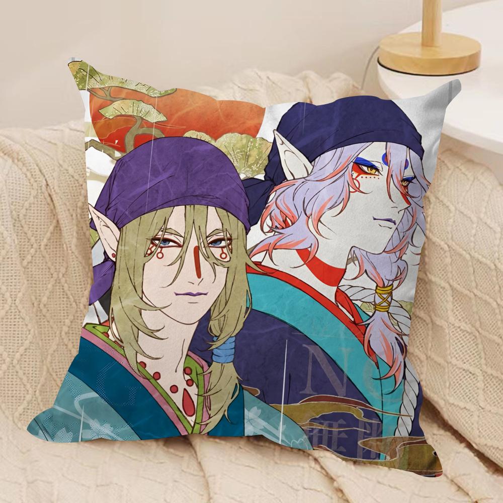 Anime Ukiyo-e Style M-Mononoke Cushion Cover Soft Plush Fabric Double-Sided Printed Cushion Covers for All Seasons Home Decor