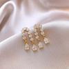 Exquisite French Zirconia Tassel Stud Earrings: Elegant U-Shaped Design for Women