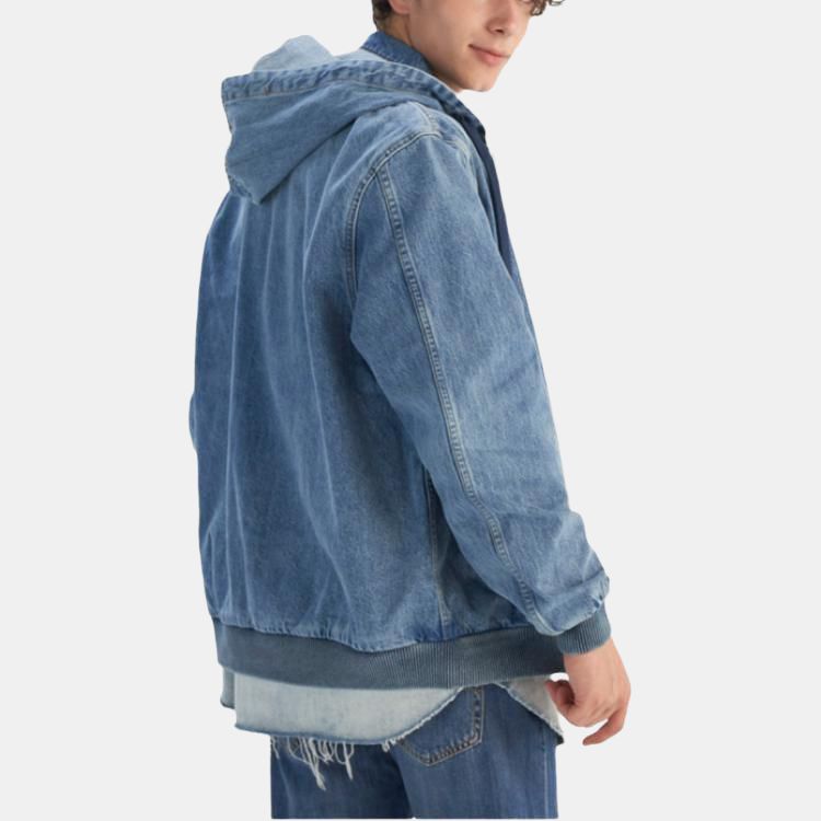 Levis Hooded Zipper Solid Denim Jacket Men Jackets 0017J-0000