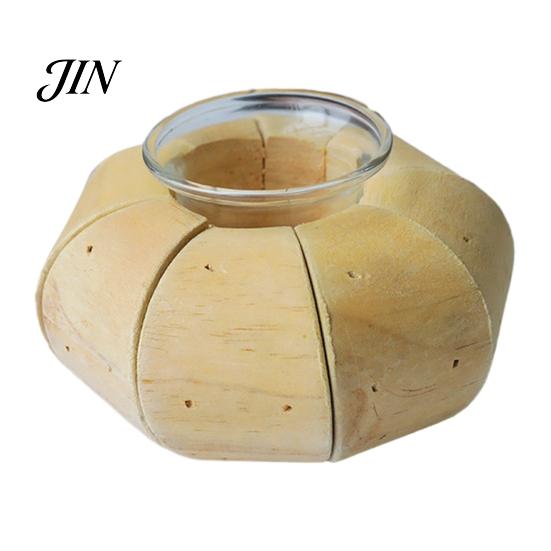 Handmade Wood Candle Holder Wooden Glass Holder, Rustic Driftwood Ornament, Farmhouse Natural Tabletop Decor for Living Room Bedroom Office Gift Matte