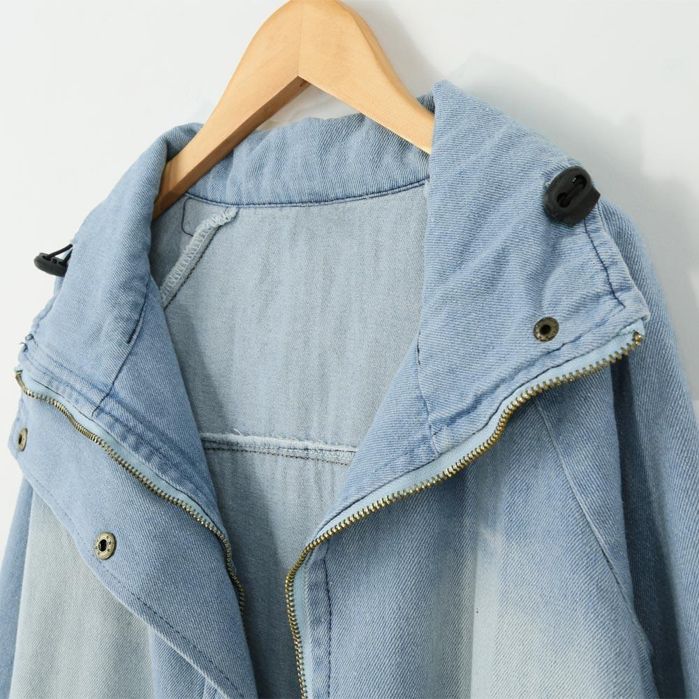button up denim jacket hooded