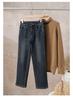 Micro Slit High Waisted Jeans for Women In Winter 2025, with Plush and Thick Warm Straight Leg Pants
