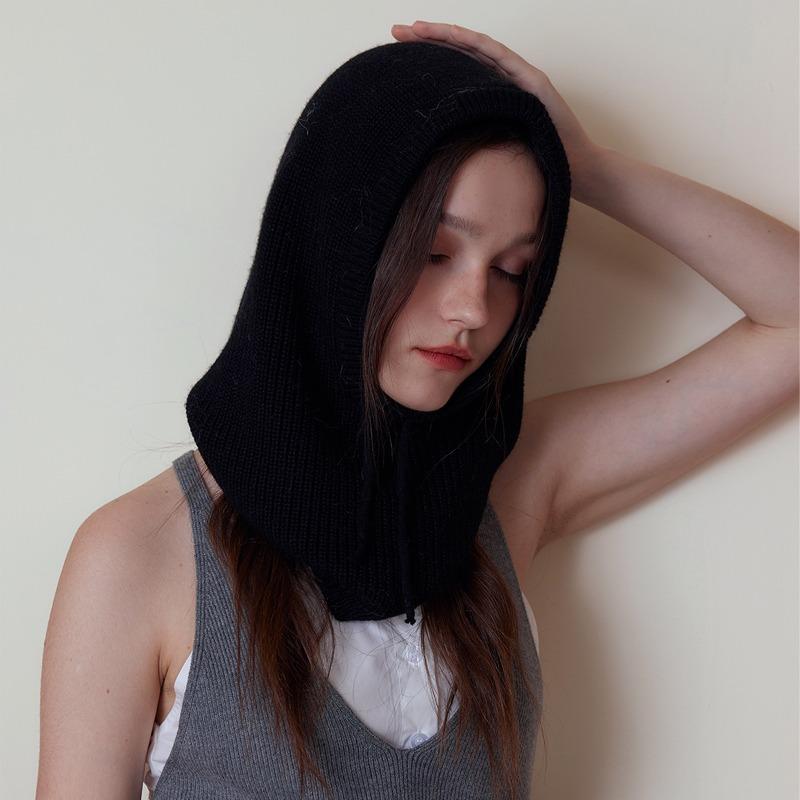 Men's and Women's Hats, Scarves, Integrated Drawstring, Balaclava Hats, Women's Winter Rabbit Fur Retro Pullover Knitted Hats