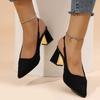 Fashion Fashion Pointed Toe Thick Heel Pumps Women 2025 Summer New Black Dress Shoes Woman Back Strap Slingback High Heel Sandals Female