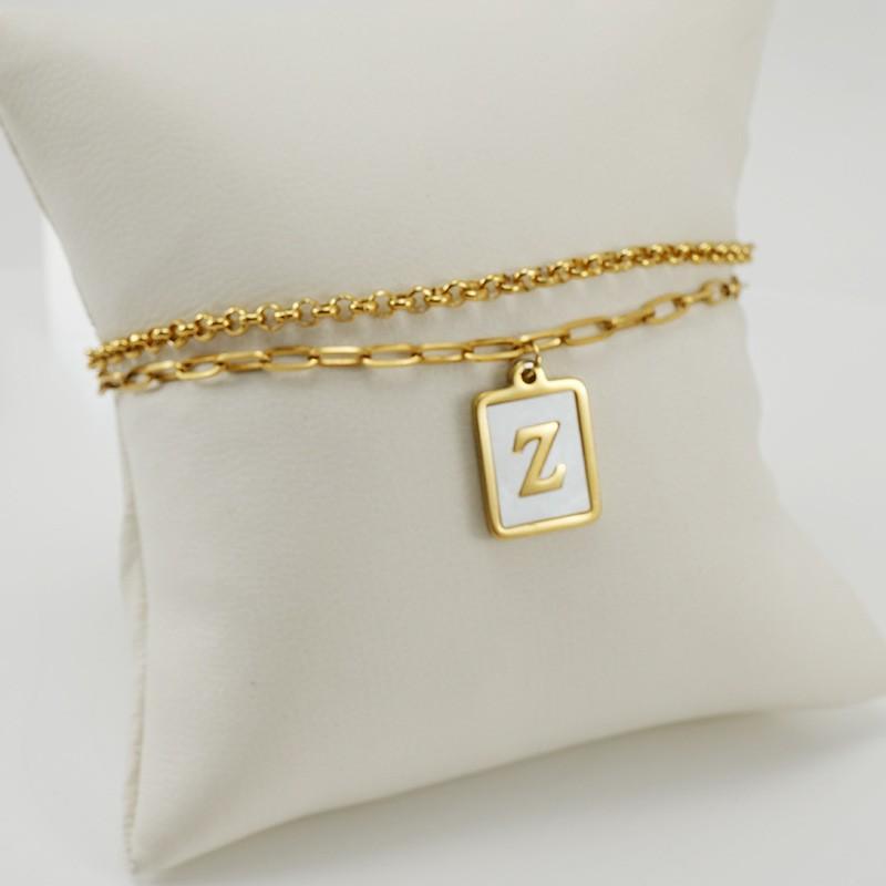 

Double-layer stainless steel paperclip letter bracelet women s fashion titanium steel letter bracelet bracelet 18K