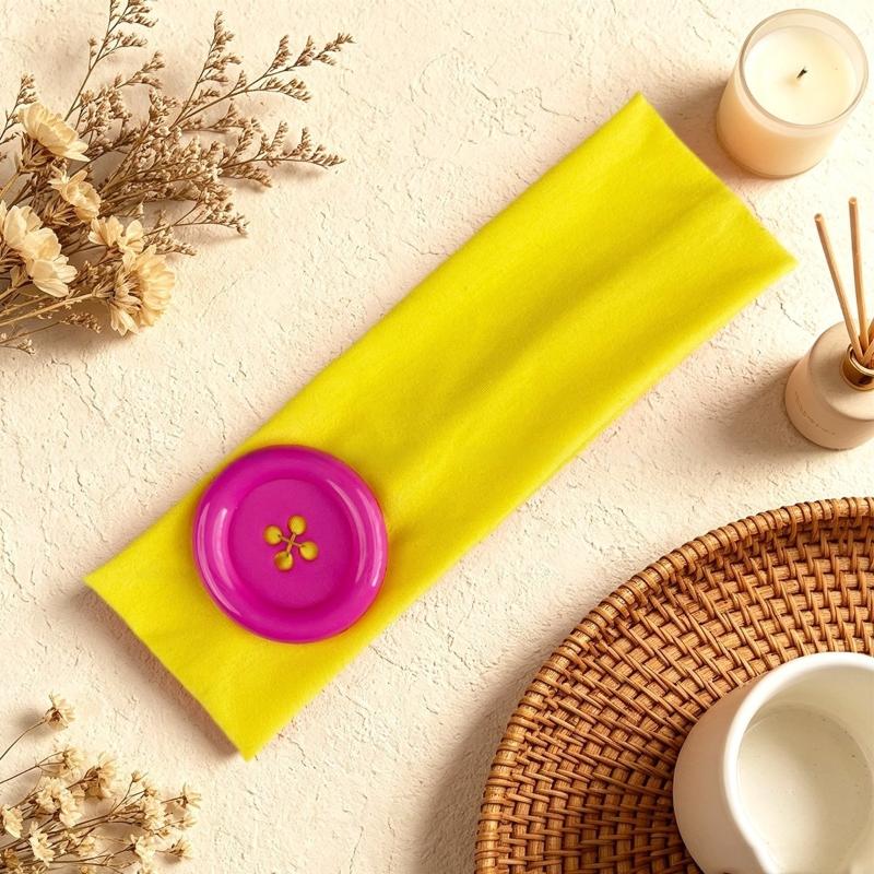 Summer Dopamine Large Button Wave Dot Headband Fashionable Ins Style Elastic Headband Colorful Hair Accessories For Women Girls