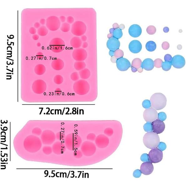 2 PCS 3D Pearl Fondant Mold Semi Sphere Ball Silicone Fondant Molds Hemispherical Shape Bubble Cake Decorating Chocolate Molds for Cake Decoration