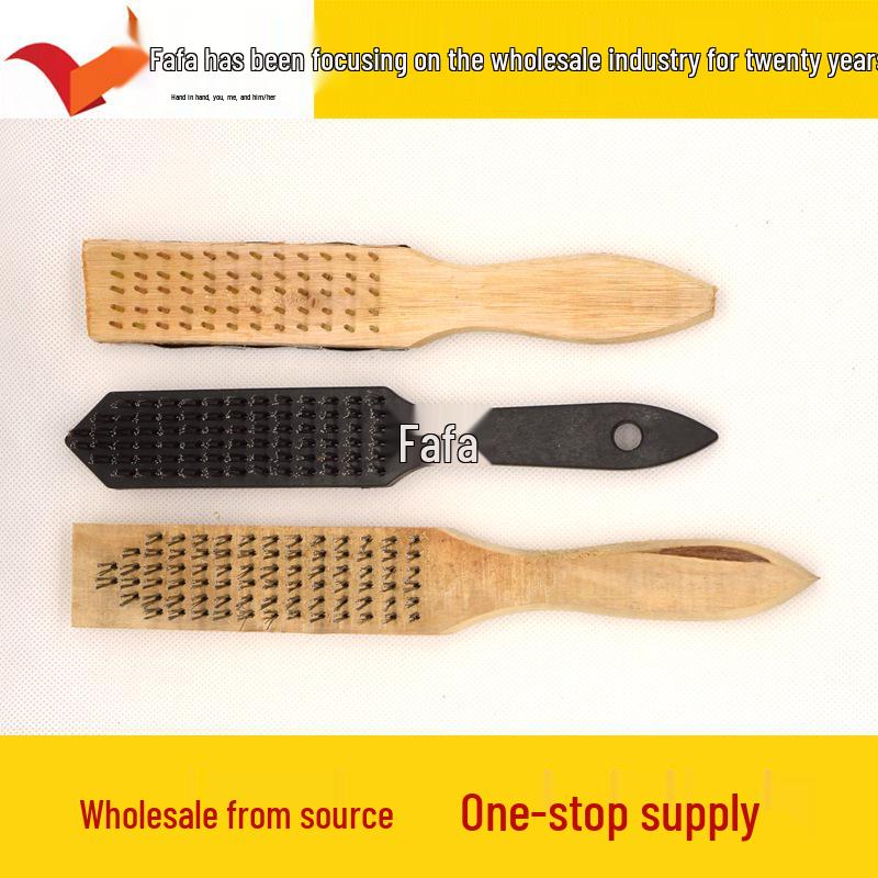 Wooden & Rubber Handle Wire Brushes, Nail Brush, Fish Scaler, Rust Remover Wooden handle wire brush