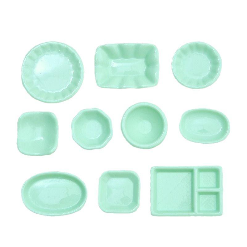 10-Piece Handmade Resin Cartoon Plate Set for Dollhouse Decor and DIY Crafting