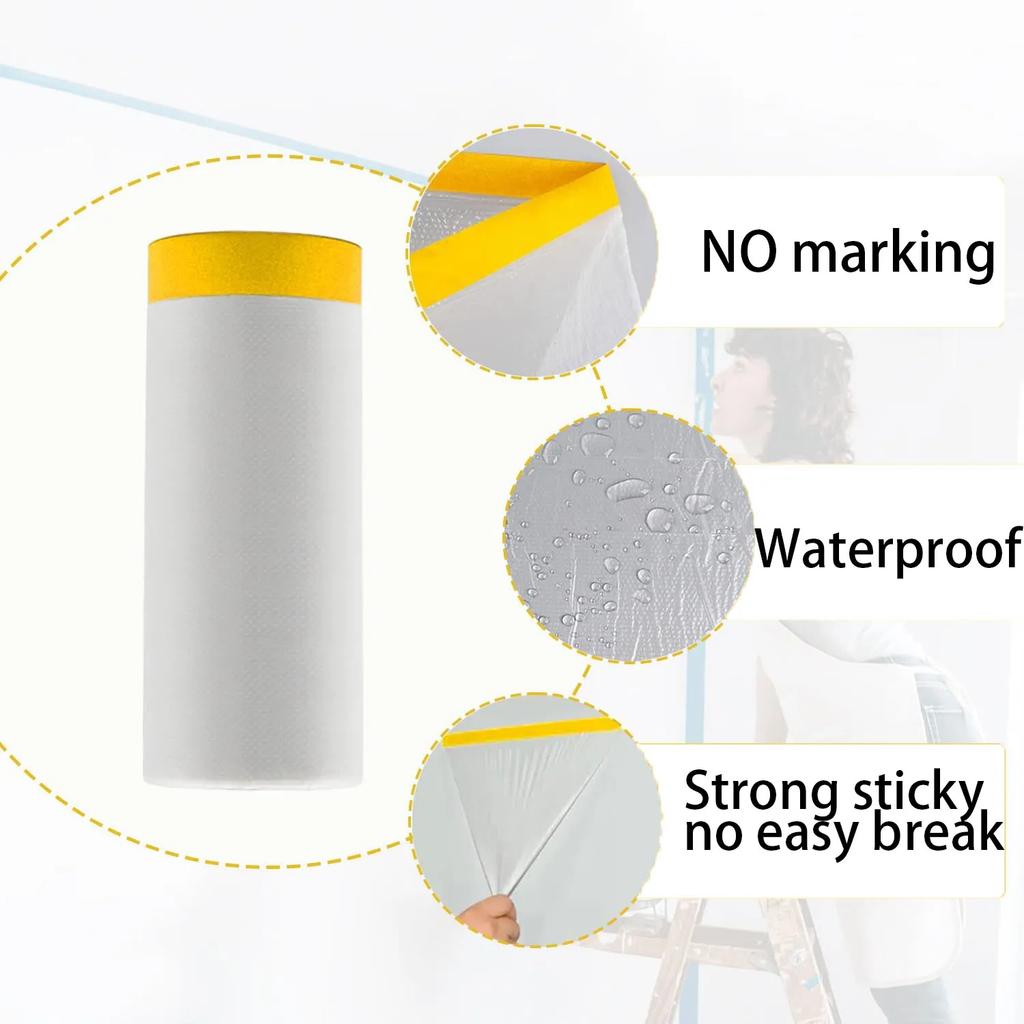 Pre-Taped Masking Film Protection PE Covering Cloth Tape for Living Room Furniture Dust-proof Spray Paint Automobile Painting