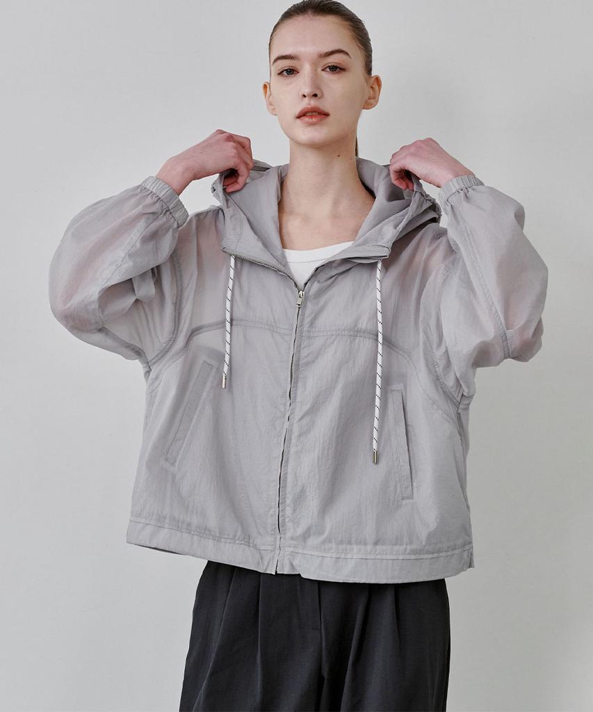 Maloupe 6316 Crop Hooded Lightweight Jumper (Grey)