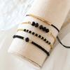 4Pcs Fashion Black Glass Stone Bracelets Set For Women Boho Handmade Beads Chain Bangle Female Boho Jewelry Accessories
