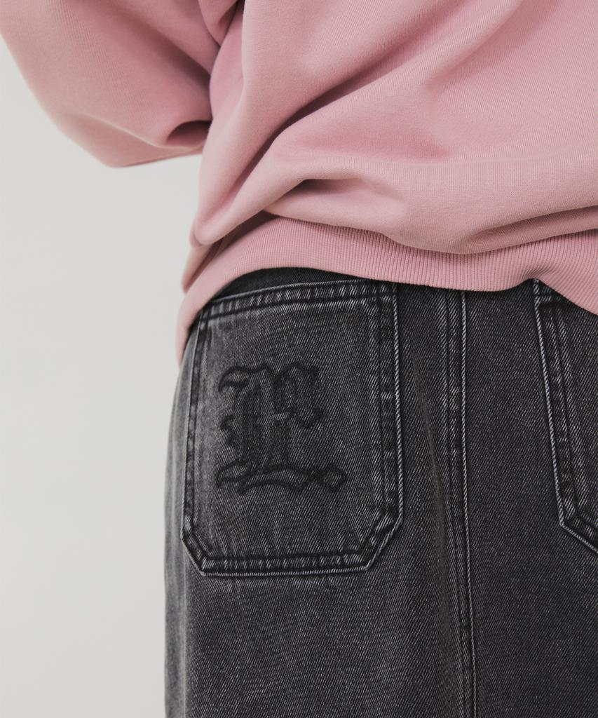 Lmc Wm Cntrst Denim Midi Skirt Black
