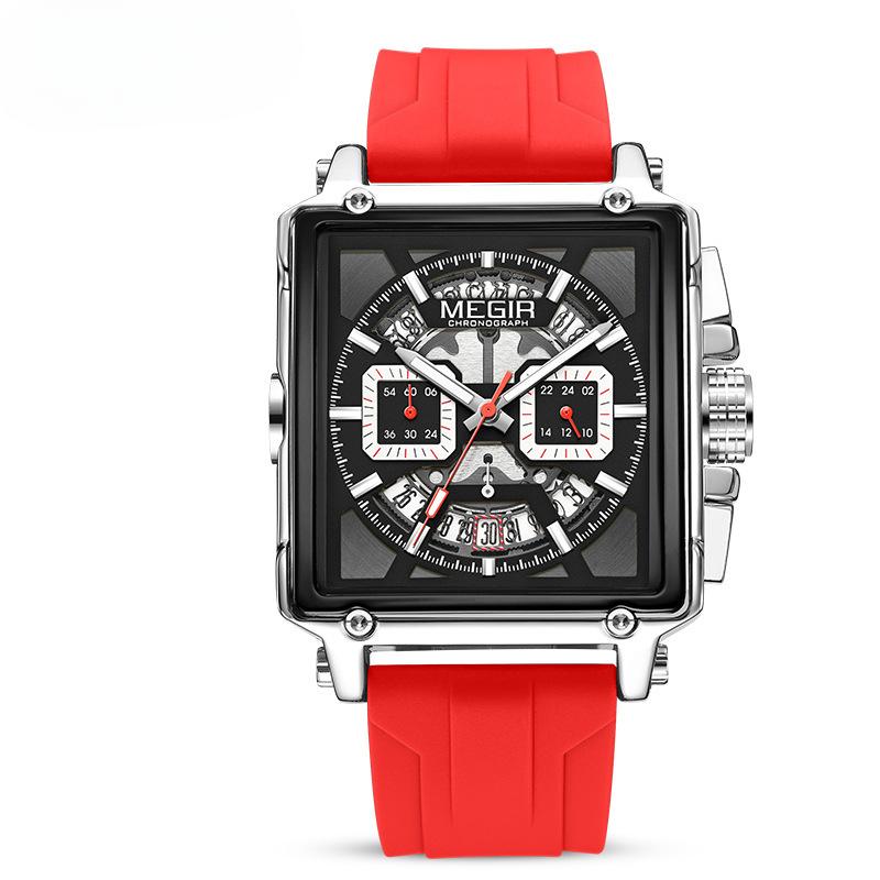 Men's Watch Fashion Square Waterproof Luminous Sports Quartz Watch Multifunctional Chronograph