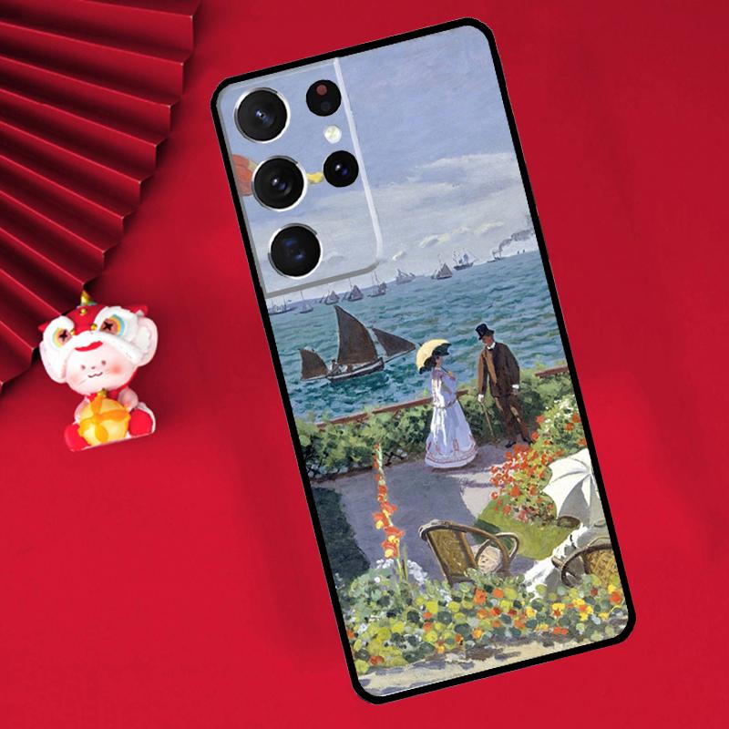 Claude Monet Garden Lotus Bridge Case For Samsung Galaxy S24 S23 S22 S21 Ultra S20 FE Note 20 10 Plus S8 S9 S10 Back Cover