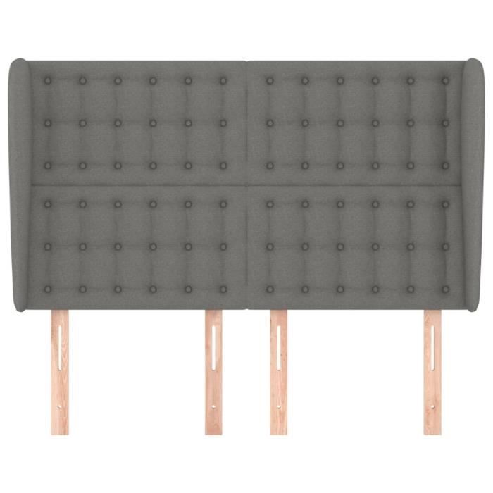 VidaXL Headboard with Ears Dark Grey 147x23x118-128 Cm Fabric3118389