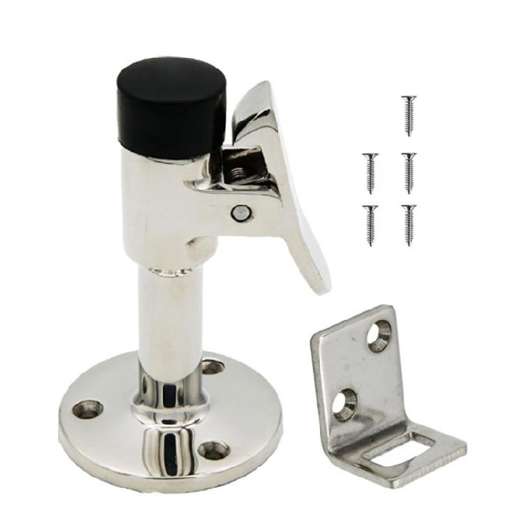 Floor Mount Door Stop Hardware in 316 Stainless Steel, Metal Retainer Set for Damp Area Door Projects and Home Repair Tasks